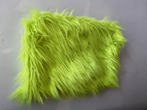 Animatronic Zoomorphic Assemblage — sculpture; of an animal; in faux fur; green tones — detail 1 of 2, close-up of surface texture