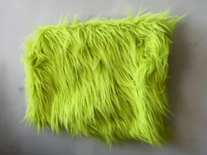 Animatronic Zoomorphic Assemblage — sculpture; of an animal; in faux fur; green tones — detail 2 of 2, close-up of surface texture