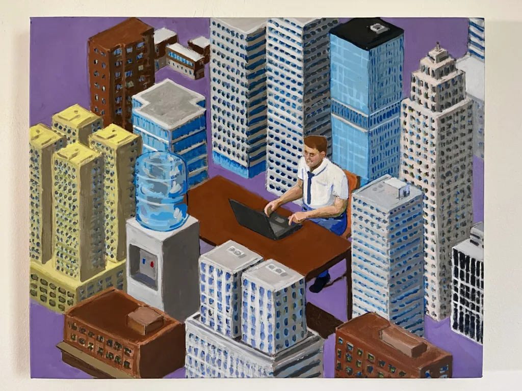 Cubicle City Worker In Isometric Perspective