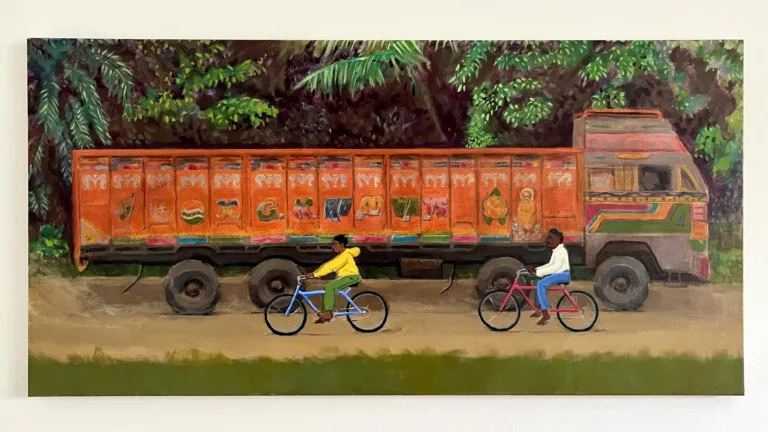 Indian Truck And Bicyclists Jungle