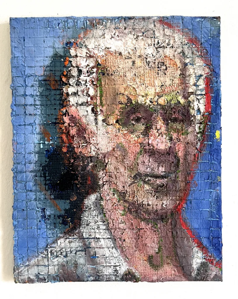 Physical Pixel Portrait Of Man With White Hair