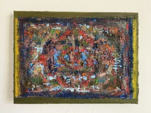 Physical Pixel Tactile Persian Rug — painting; of an object; structured on a grid; in oil on canvas — detail 1 of 4, close-up of surface texture