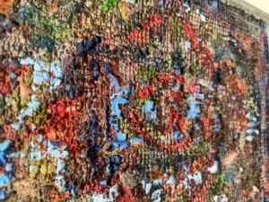 Physical Pixel Tactile Persian Rug — painting; of an object; structured on a grid; in oil on canvas — detail 2 of 4, close-up of surface texture