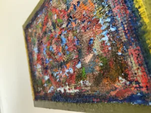 Physical Pixel Tactile Persian Rug — painting; of an object; structured on a grid; in oil on canvas — detail 3 of 4, close-up of surface texture