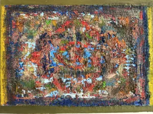 Physical Pixel Tactile Persian Rug — painting; of an object; structured on a grid; in oil on canvas — detail 4 of 4, close-up of surface texture