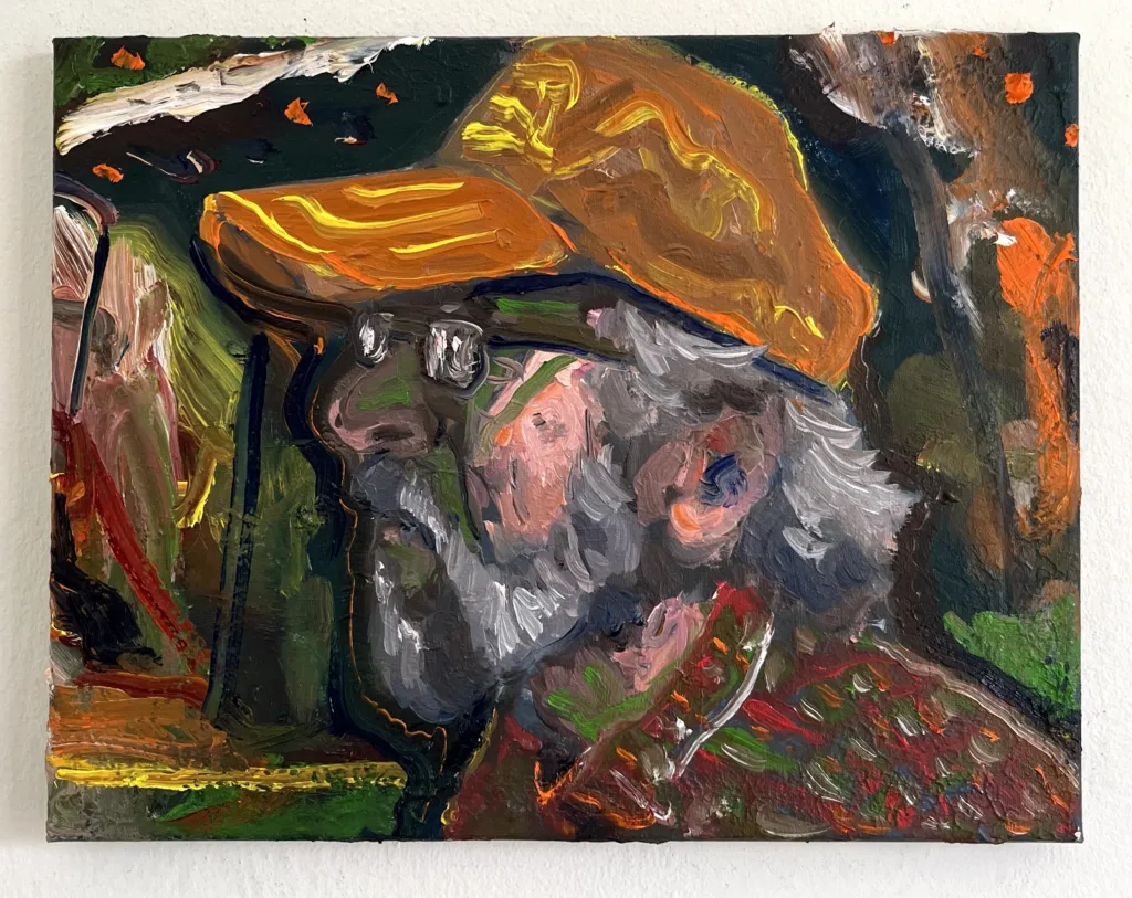 Portrait Of Gray Bearded Man In Orange Hat Study Of Earths World