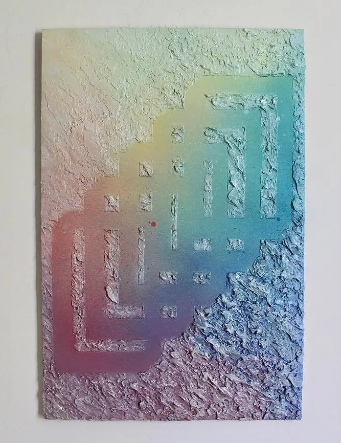 Recursive Function — painting; built up in heavy, tactile impasto; in oil on canvas