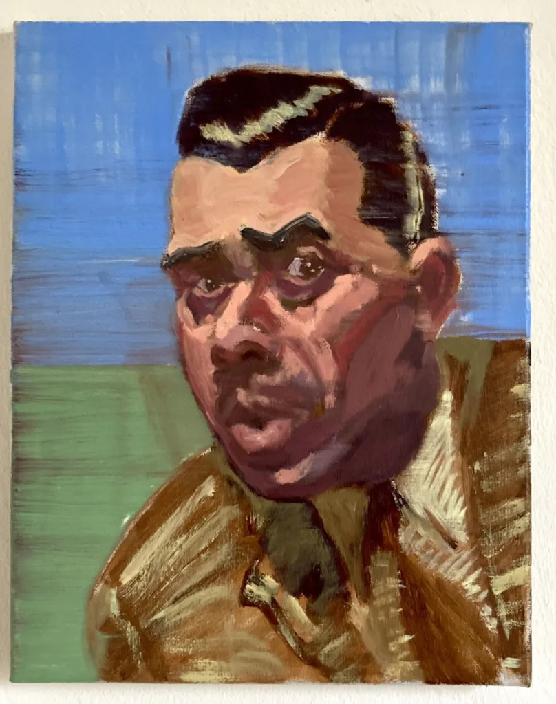 Surprised Male Portrait On Blue And Green Background