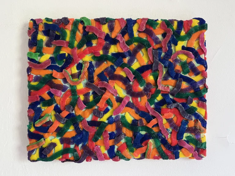 Tactile Candy Relief Squeeze — painting; in acrylic on canvas; orange, yellow, green, blue and purple tones