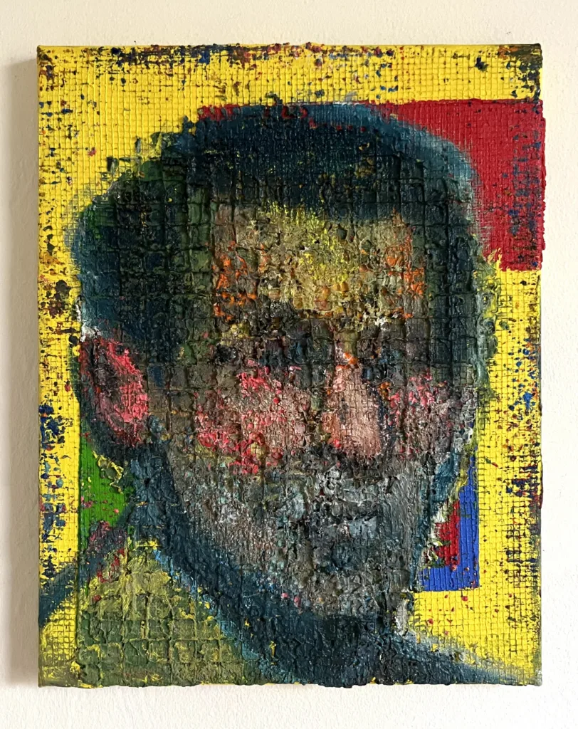Tactile Grid Portrait Male With Geometric Primary Colored Background