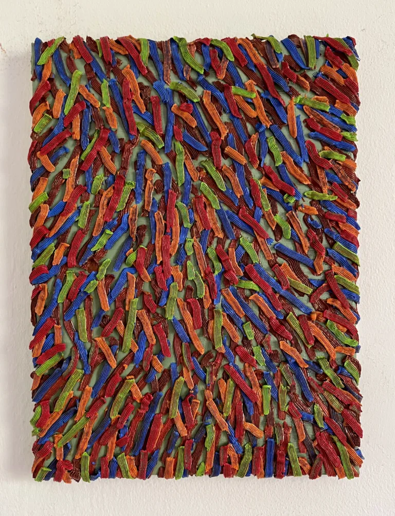 Tactile Squeeze Blue Green Orange And Red — painting; in oil on canvas