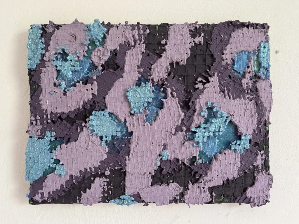 Tactile Textured Physical Pixel Abstract Purple Blue Iridescent Pattern