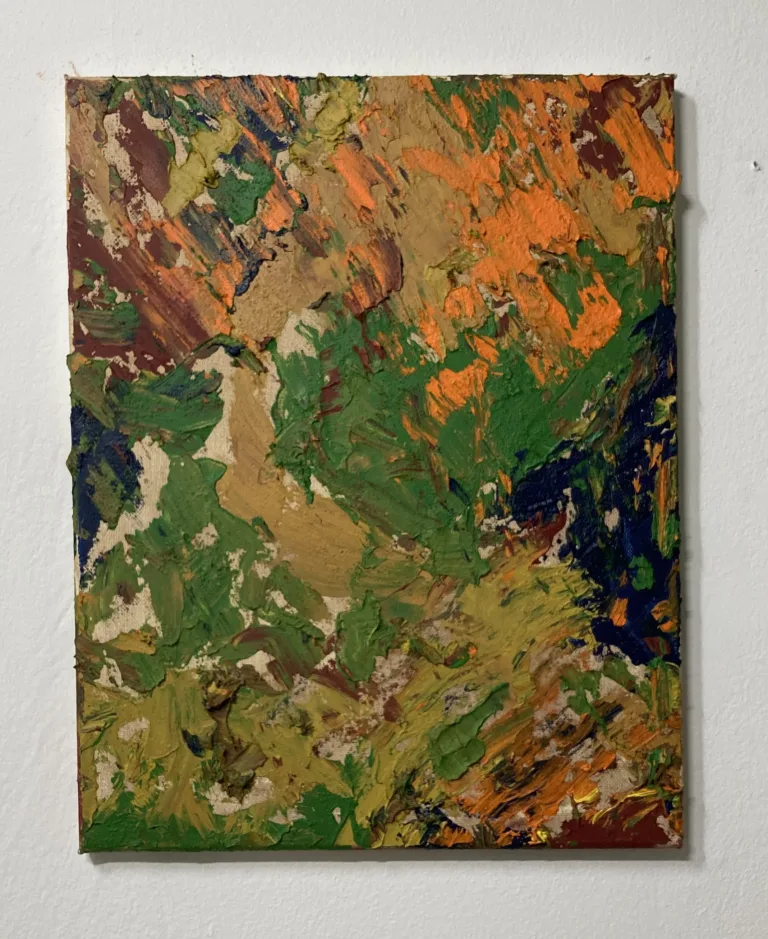 Textured Abstraction In Earth Tones — painting; built up in heavy, tactile impasto; in oil on canvas