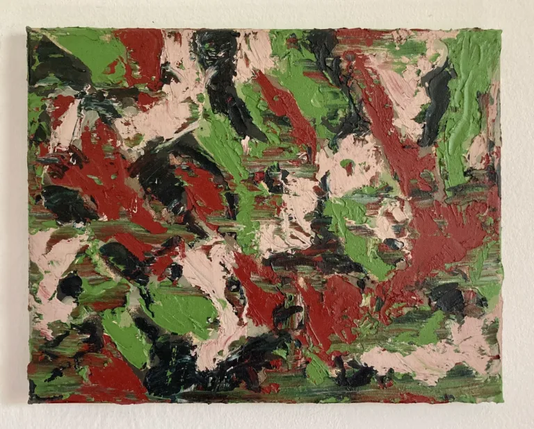 Textured Camouflage Pattern — painting; built up in heavy, tactile impasto; in oil on canvas